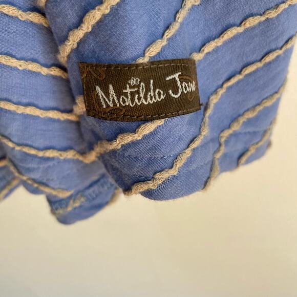 Matilda Jane Exploration Dress L Womens Scoop Neck Keyhole Back Midi Textured - Picture 2 of 6